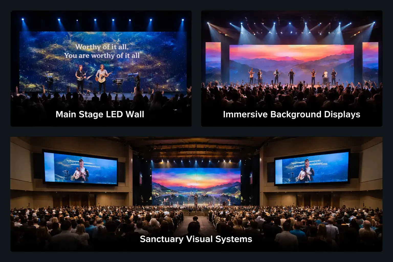 LED video wall installations in church worship environments